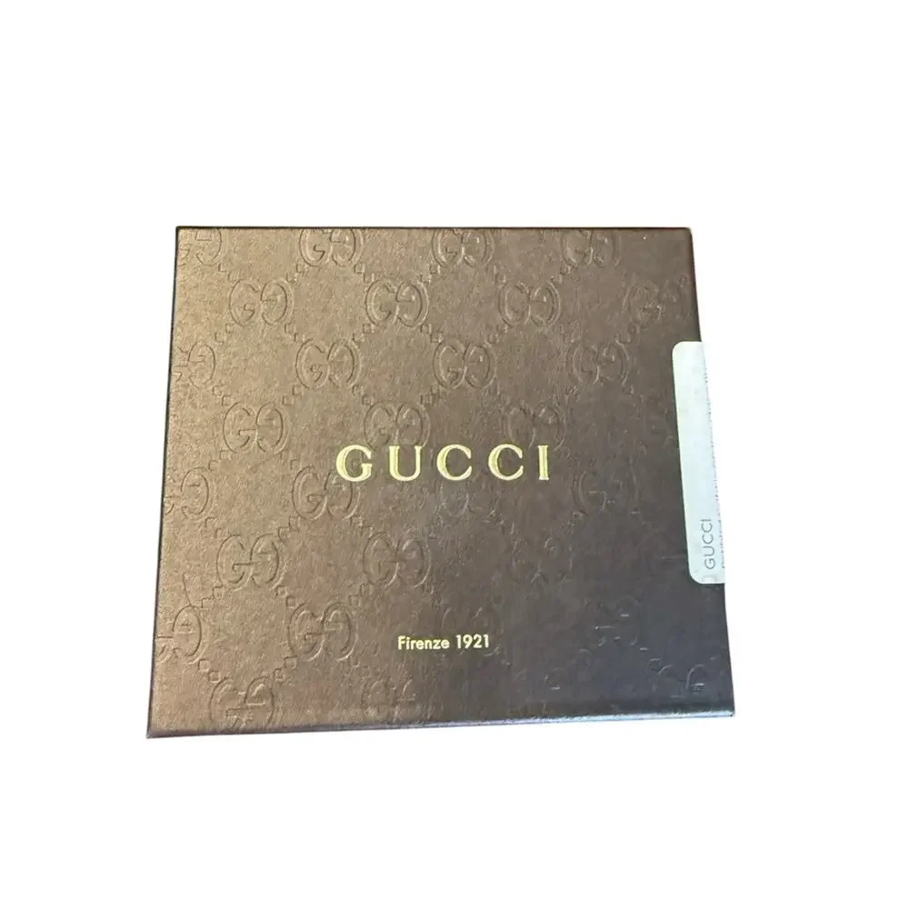 Vintage Gucci Pebbled Leather GG Logo Round Keyring Black Gold